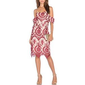 NBD X REVOLVE Beaux Dress in Red, S, off shoulder